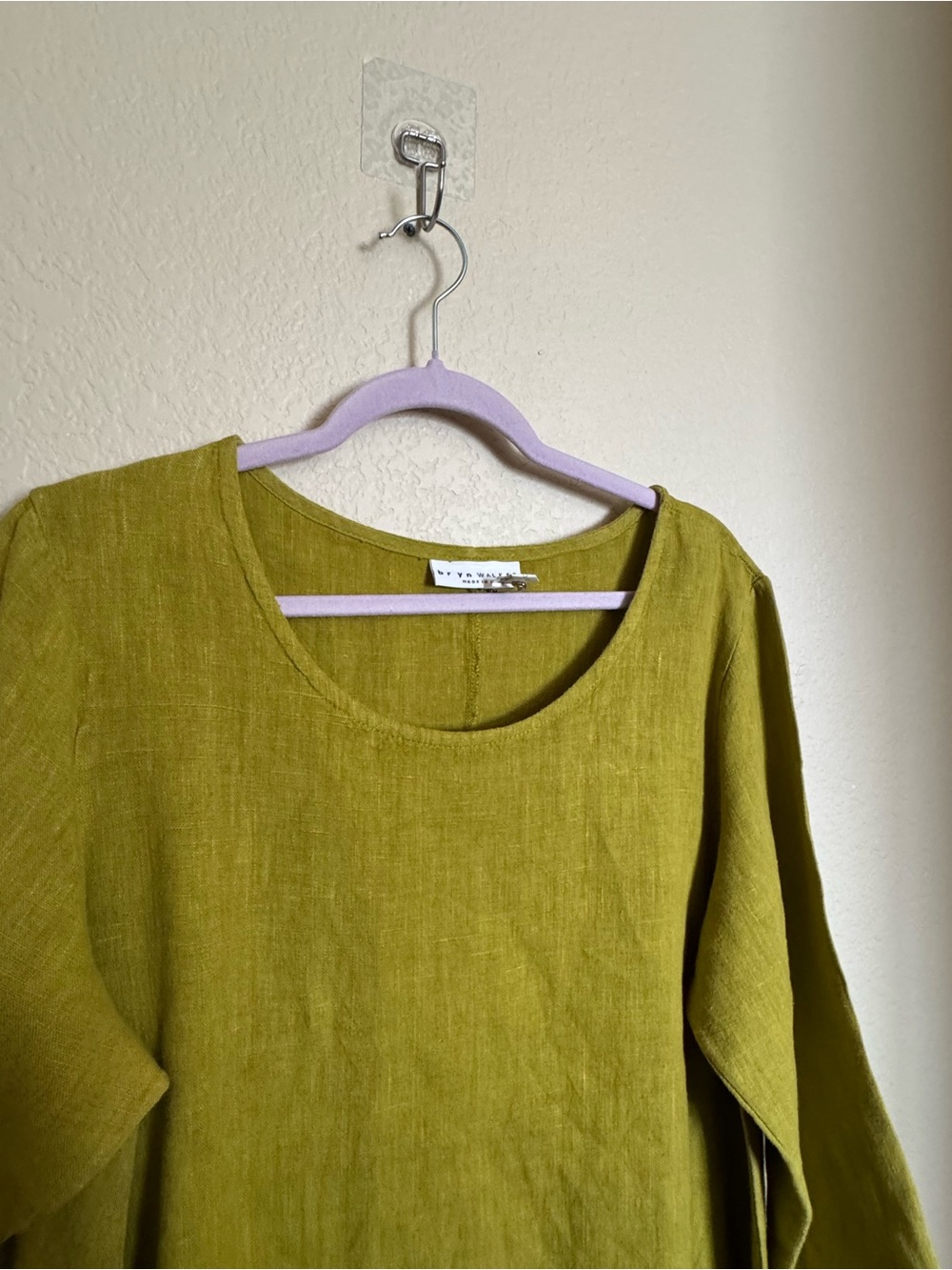 Bryn Walker Linen Linus Midi Dress Sz L in Lime Green Lagenlook Natural Fiber - Picture 4 of 8
